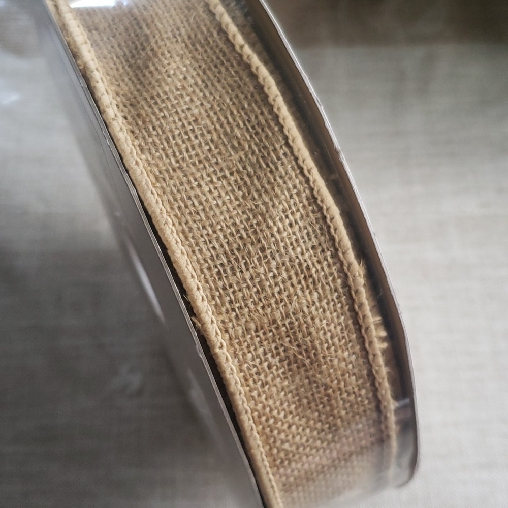 Burlap ribbon wired roll new